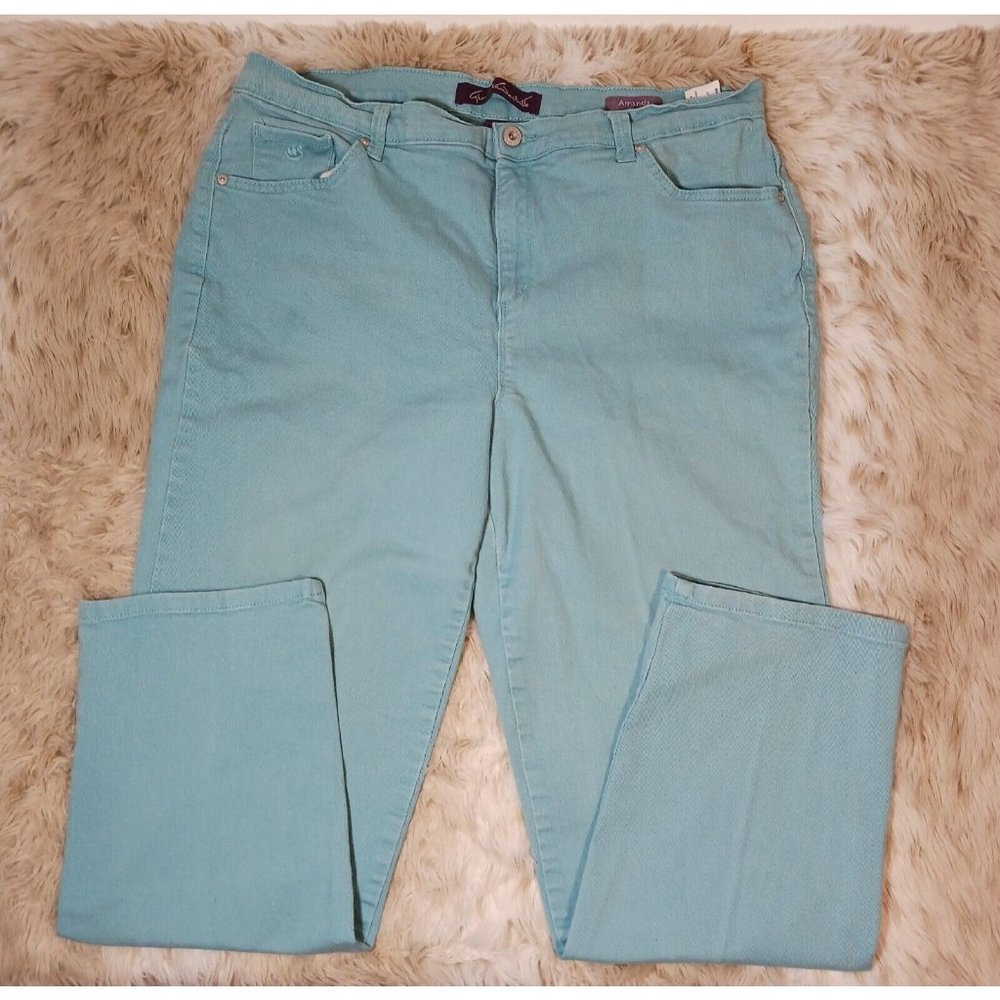 Women's Plus Size 16W Gloria Vanderbilt Amanda Classic Jeans Green Short Cotton